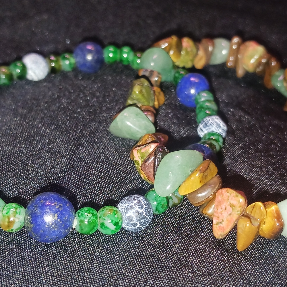 Green and Brown Beaded Bracelet Set